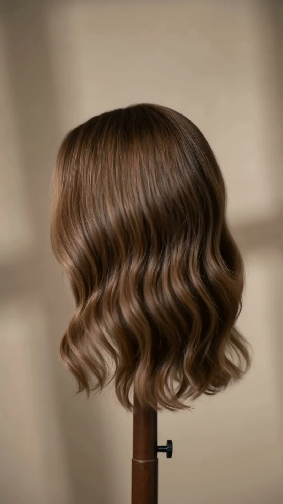 Real-hair wig on a display stand, Giambertone atelier